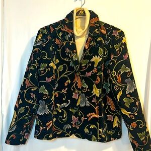Vintage Floral Tapestry Blazer w/ long sleeve Turtleneck